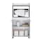 Tuhome Kira Kitchen Kart, Double Door Cabinet, One Open Shelf, Two Interior Shelves, White MLB6769 - alternate 4
